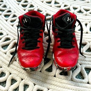 UA red basketball sneakers